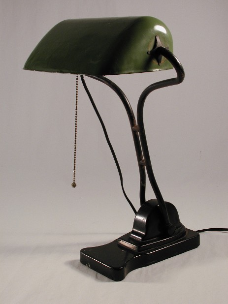 bankers lamp with iron stand and tin shade
