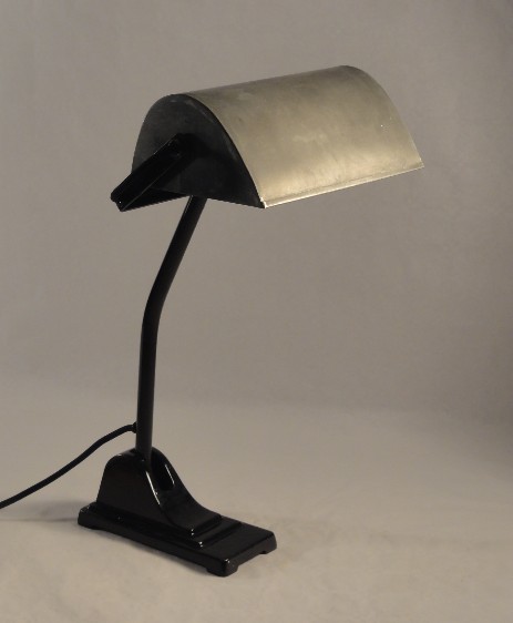 bankers lamp with emaille stand and tin shade art nouveau original