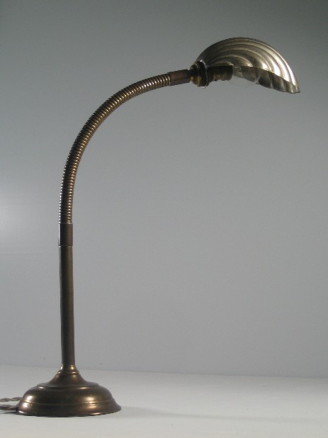 special art nouveau table lamp shell shade flexarm WW I