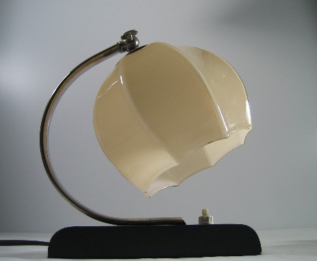 art deco orignal wooden stand glass bedside light 1930