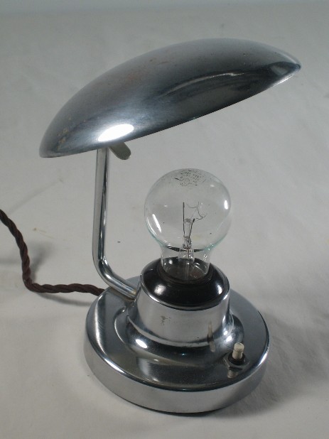small chrome art deco mushroom table lamp Josef Hurka cechoslovakia