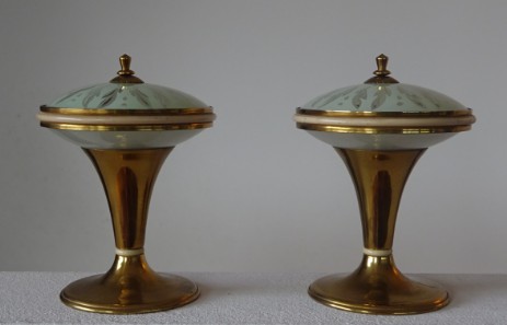 pair of small stilnovo style italian design lamps fifties