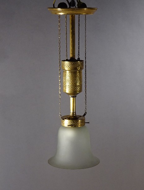 art nouveau extending hanging lamp brass 1900