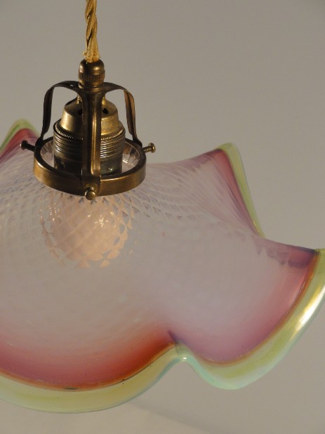 original art nouverau hanging lamp coloured glass structured