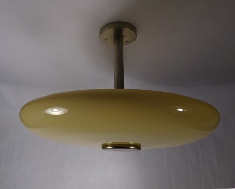 modernist bauhaus ceiling lamp cream nickel opalglass 30's