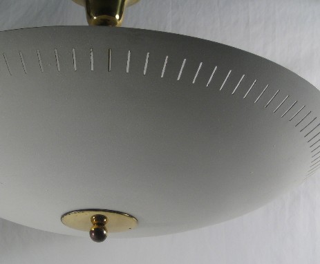 typical fifties design ceiling lamp metall white brass 