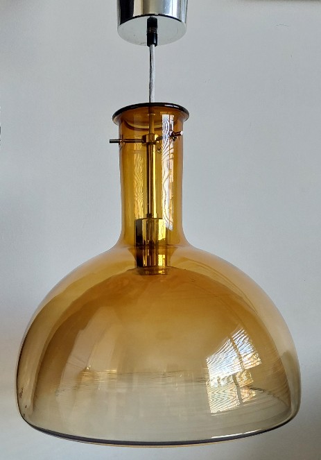 fällander glass swiss design pendant lamp yellow 1960