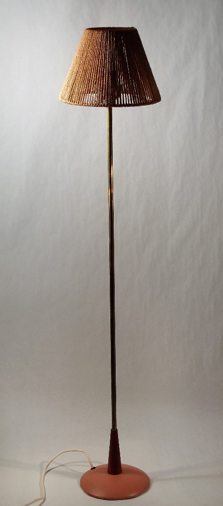 1950 kleine stehleuchte sisal fifties h 122 danish floorlamp