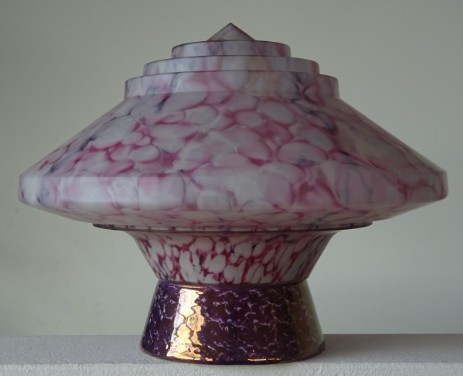 Buzon violette gestufte art déco glas deckenleuchte 1930 