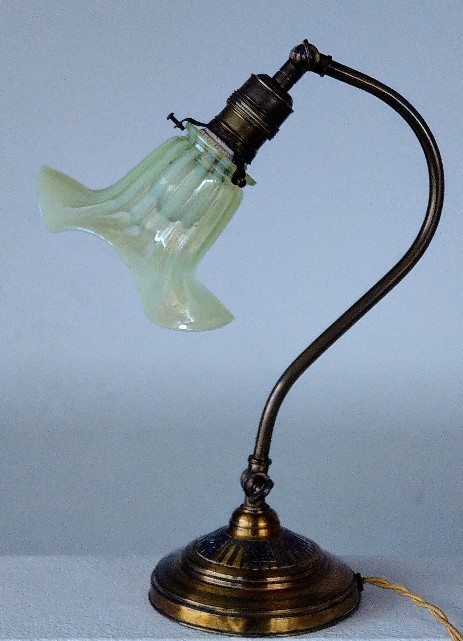 art nouveau table lamp brass ornaments opalsecend glass
