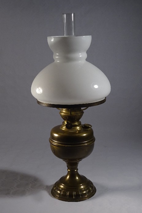 vintage petroleum lamp opal glass brass