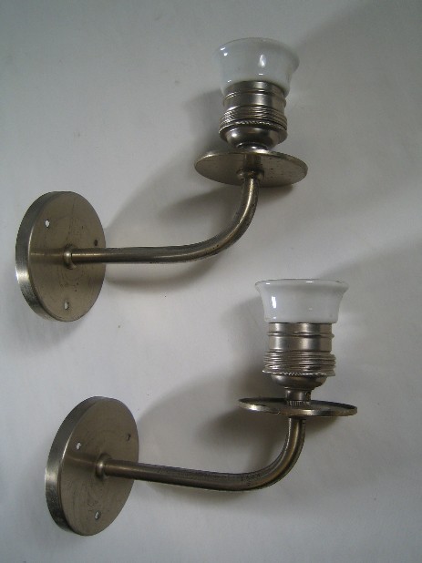 puristic wall lamps  nickel plated style of otto wagner vienna