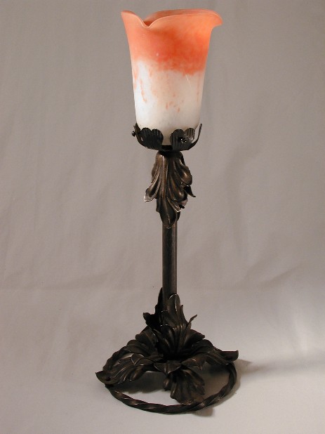 highly decorated wrought iron table lamp art nouveau NOVEROL
