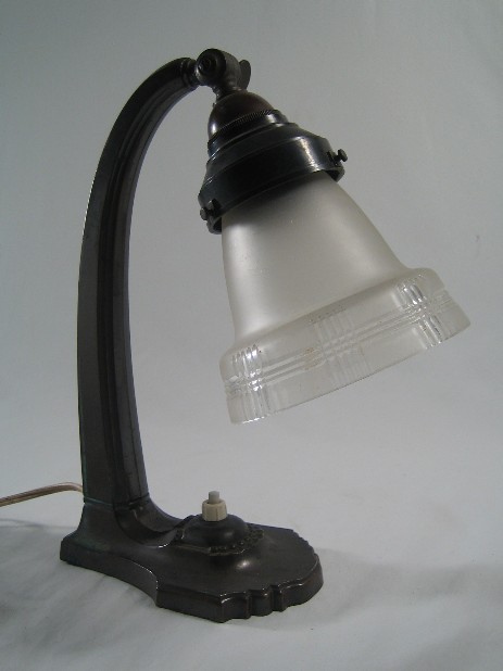 original art nouveau bedside lamp ornamented stand glass shade original vintagelamps