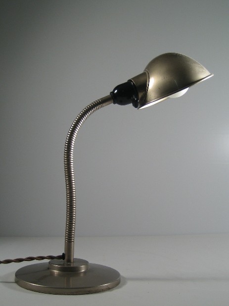 original art deco flexarm working lamp 1930 nickel plated