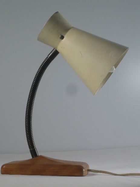 special mid century cone lamp on wooden stand