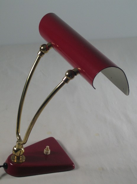 bordeaux red piano lamp original fifties brass joints