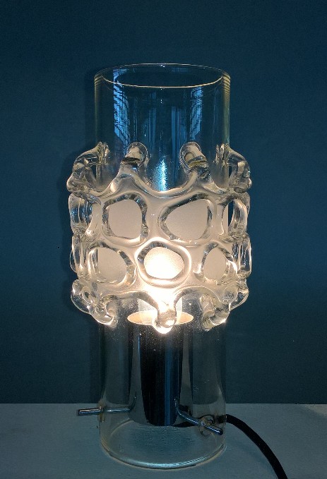 fällander glas durchbrochene kristallglas tischleuchte sixties