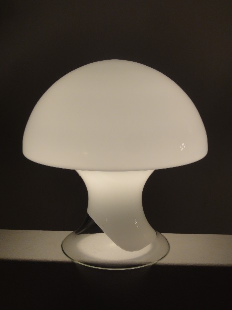gino vistosi murano glas mushroom weiss überfangen um 1970