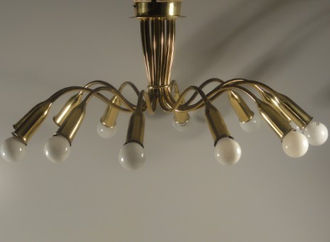 angelo lelli arredoluce 12armiger brass ceiling lamp style ragno
