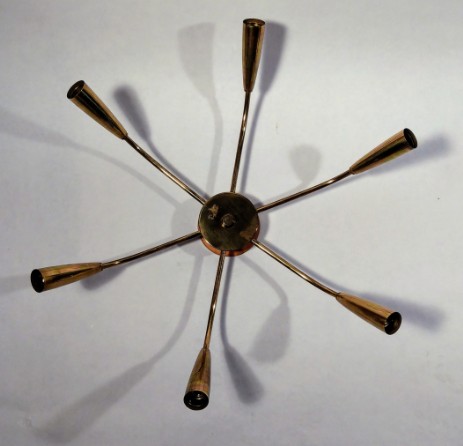 6arm Sputnik Deckenleuchte Messing 50s design fifties