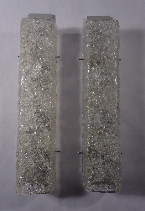 pair of kalmar sconces glass icecube original vintage